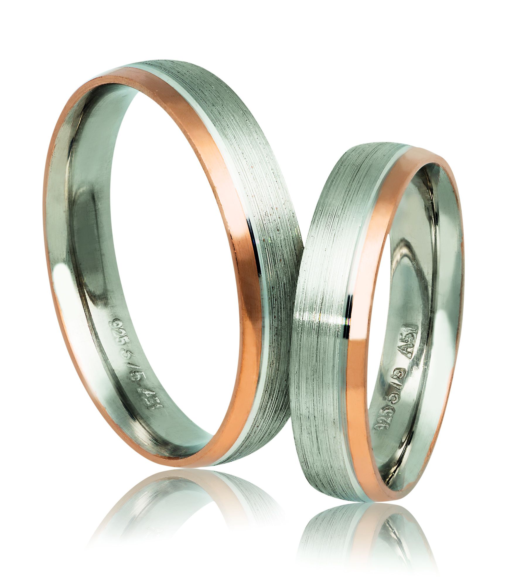White gold & rose gold wedding rings 4.5mm (code AS34r)